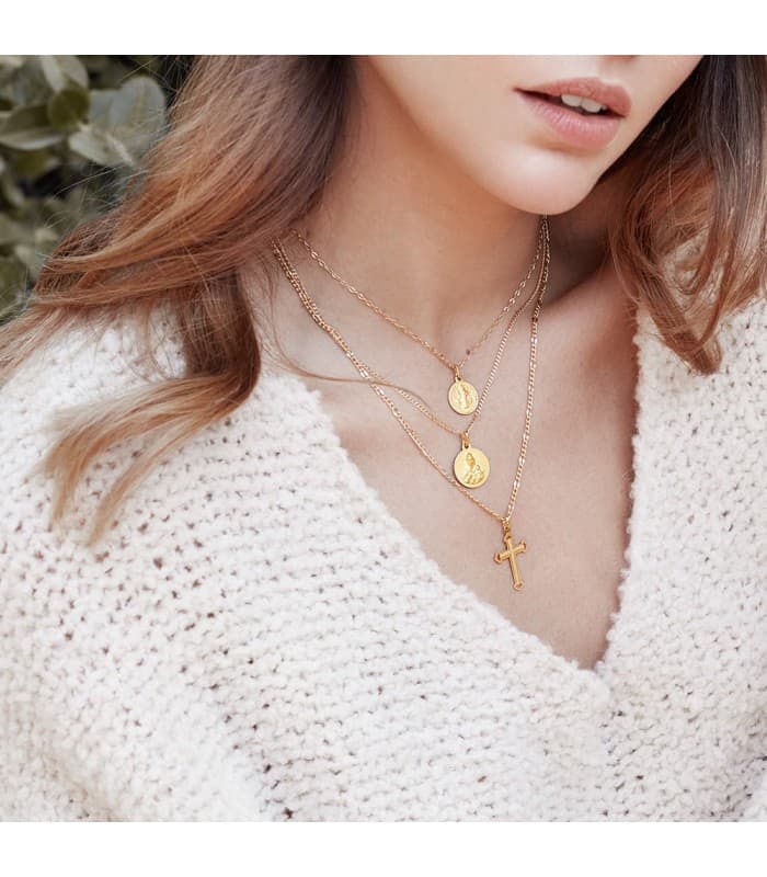 Medalla Escapulario San Benito Monje Oro 18k 14mm medalla religiosa comunion bautizo niña mujer hombre