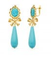 Orecchini pendenti Samara goccia turchese 18kt 62mm