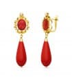 Orecchini pendenti Yaiza goccia corallo 18kt 38mm