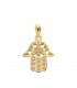 Petit pendentif Main de Fatima 15mm Or 18K avec Zircones - Porte-bonheur femme