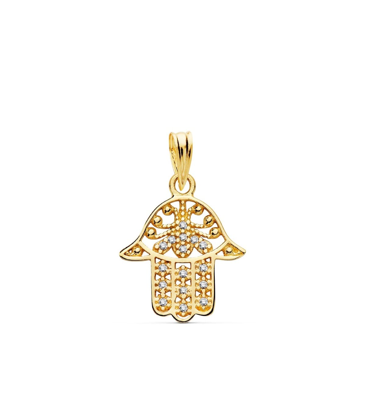 Colgante mujer mano Fatima calada circonitas amuleto fetiche collar hamsa jamsa charm moda