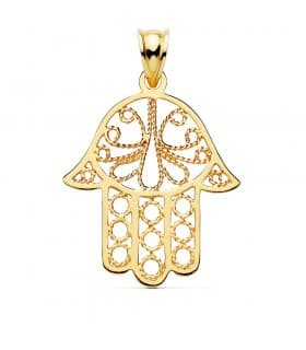 Ciondolo della Mano di Fatima oro 18kt 32 mm