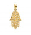 Colgante Mano de Fátima Hamsa Circonitas Oro 18K 22 mm