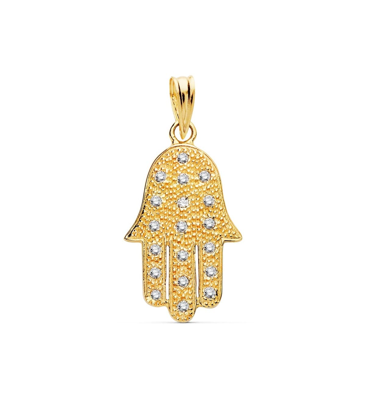 Colgante Mano de Fátima Hamsa Circonitas Oro 18K 22 mm collar amuleto moda regalo madre