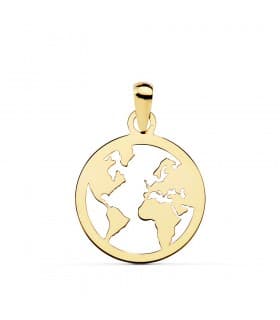 Ciondolo mappamondo in oro giallo 18kt, 15 mm - Gioielli e collane da donna