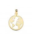 Colgante Flat World Oro Amarillo 18K 15 mm