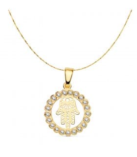 Gargantilla Mano de Fátima Hamsa Oro 18K