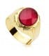 Sello Caballero Valentino Oro Amarillo 18K Espinela Rubí Anillo boda joyas hombres novios