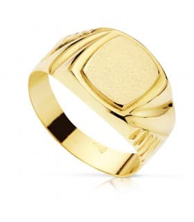 Sello personalizado Oro Amarillo 18K Cuadrado Cadete niño primera comunión anillo sello Mujer moderno