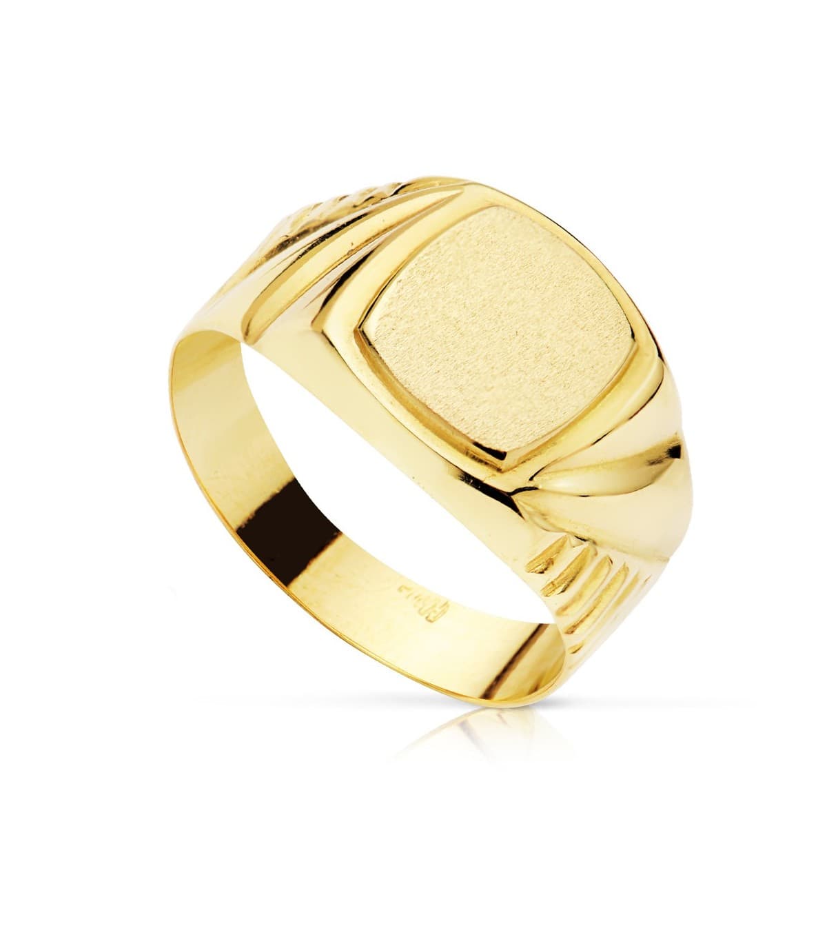 Sello personalizado Oro Amarillo 18K Cuadrado Cadete niño primera comunión anillo sello Mujer moderno