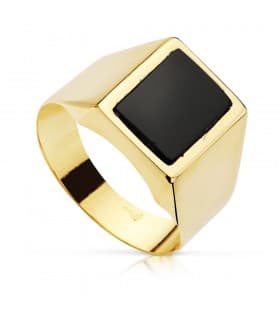Anello chevalier Guido oro giallo 18kt pietra onice