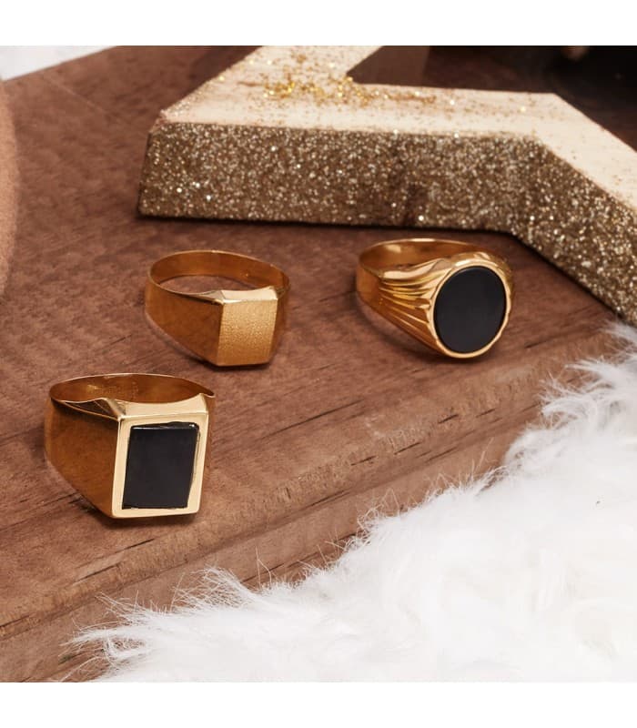 Bague Chevalière Piero Or Jaune 18K Pierre Ovale Onyx
