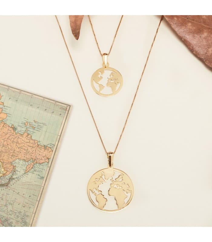Ciondolo in oro per donna, motivo di mondo traforato, 20 mm, 18 carati - Gioielli online
