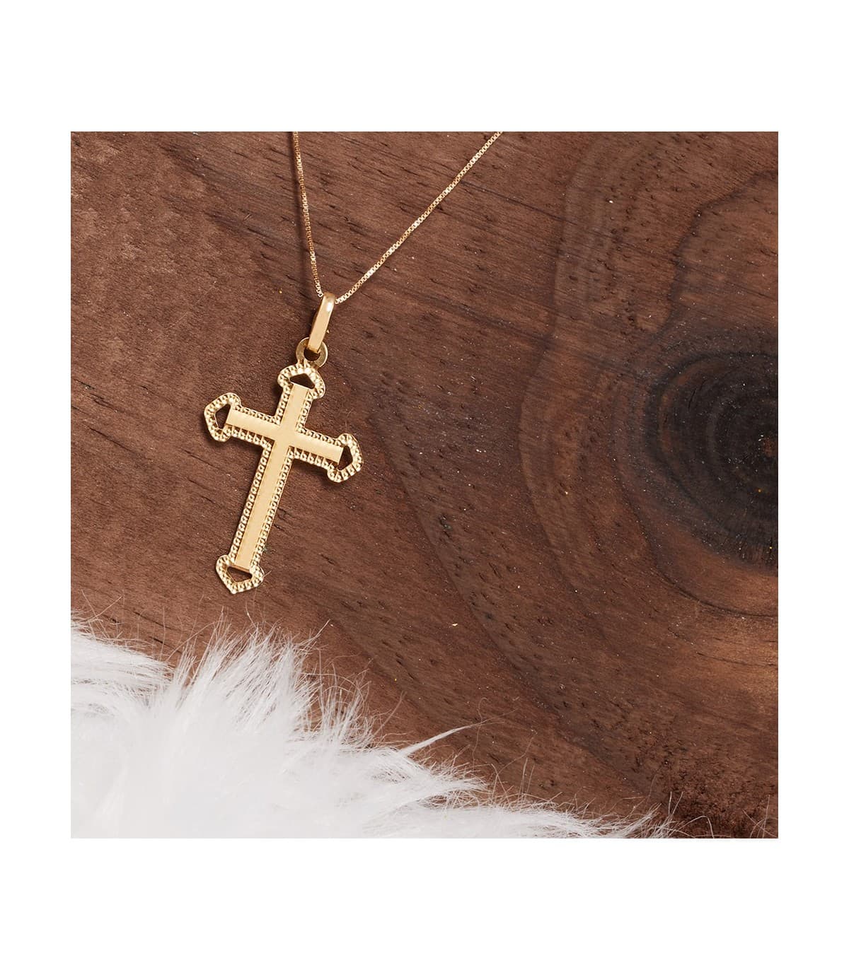 Gotisches Kreuz Damen 25 mm - Anhänger Kreuz mit Jesus 750 Gold 16952