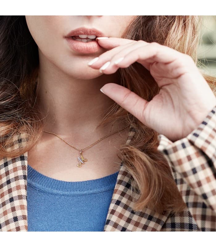 Colgante Inicial M Oro Amarillo 18 K 16 mm collar nombre letras personalizadas