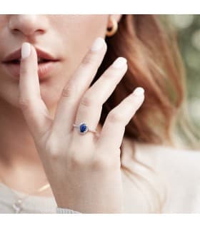 Sortija Mujer Oro amarillo 18 Kts Anillo Piedra Preciosa Zafiro azul oval gemas colores calidad joyas online regalo navidad ella