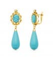 Pendientes Cubanas Yaiza Turquesa Oro Amarillo 18K 38mm
