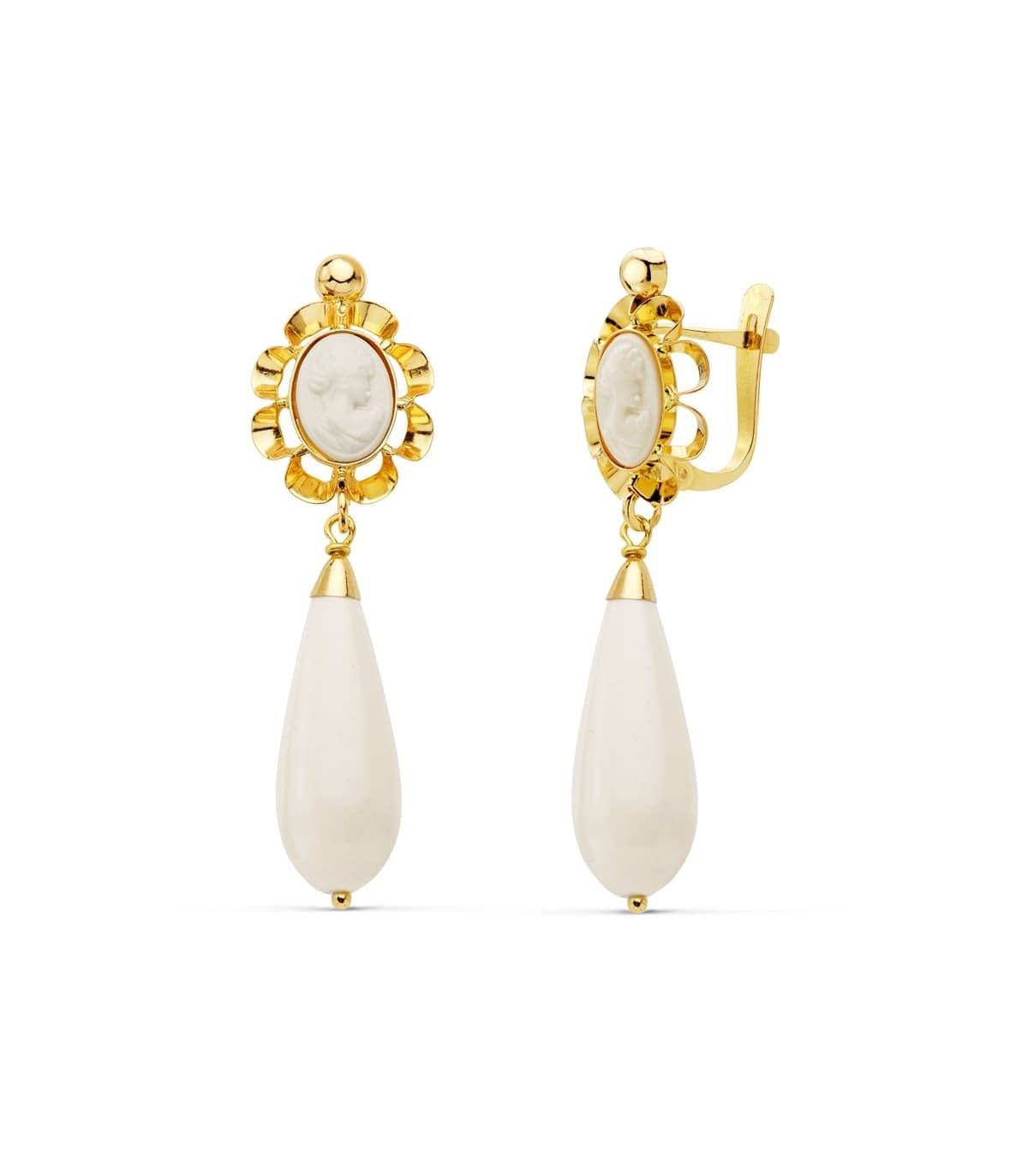 Boucles d'oreilles Pendantes Yaiza Ivoire Or Jaune 18K 38mm