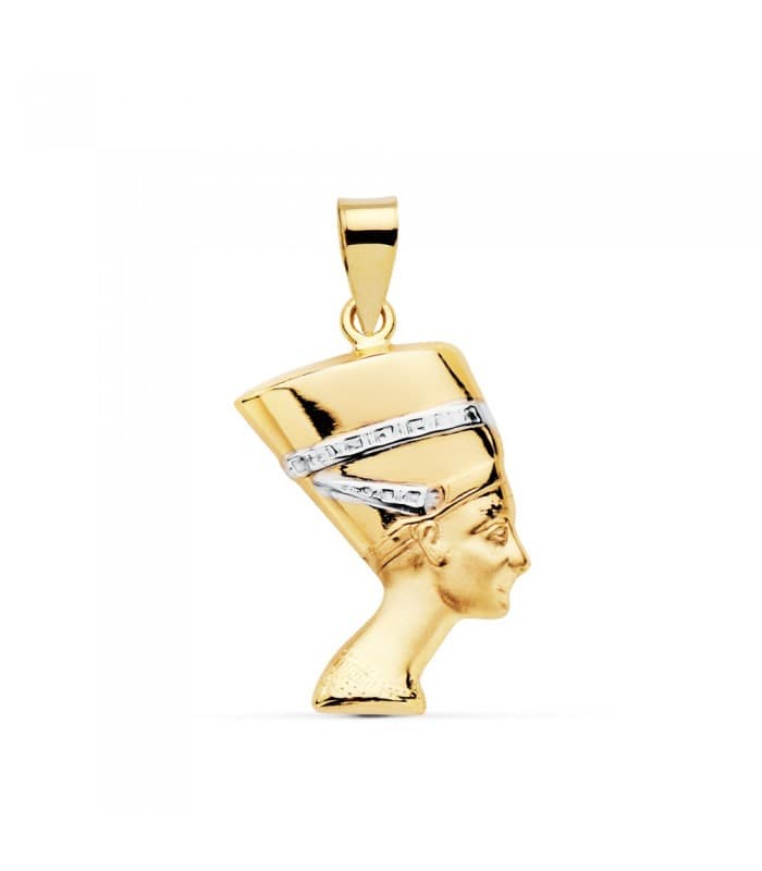 Medalla Colgante Nefertiti Oro bicolor 18 kilates 19 mm Unisex