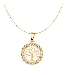 Gargantilla Árbol de la Vida Oro Amarillo 18K Cerco circonitas