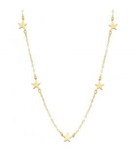 Collar mujer 5 Stars oro amarillo 18K 45 cm Gargantilla moda estrellas collares modernos