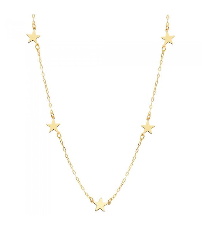Collar mujer 5 Stars oro amarillo 18K 45 cm Gargantilla moda estrellas collares modernos