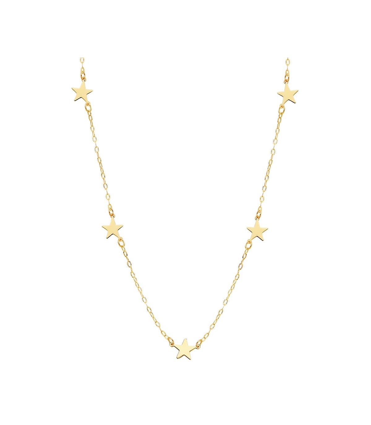Collar mujer 5 Stars oro amarillo 18K 45 cm Gargantilla moda estrellas collares modernos