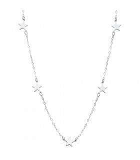 Collar mujer 5 Stars oro blanco 18K 45 cm Gargantilla estrellitas cadena moderna colgante