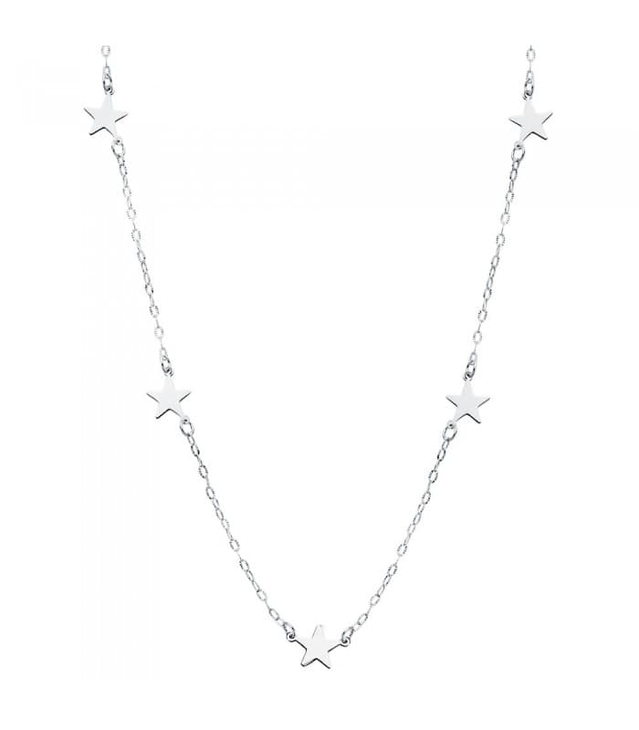 Collar mujer 5 Stars oro blanco 18K 45 cm Gargantilla estrellitas cadena moderna colgante