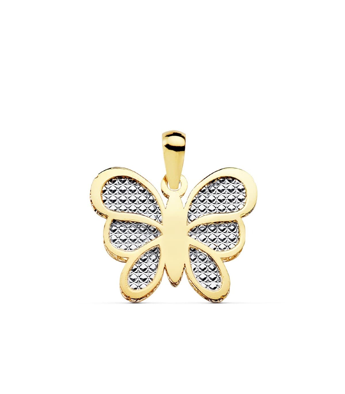 Damenanhänger Silvia, 18 Karat bicolor Gold, Schmetterling, 17 mm, Anhänger mit Gravur