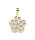 Blume Goldanhänger 18 Karat, mit Gravur und Struktur diamantiert, 17 mm