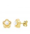 Boucles d'oreilles Enfant Fleur Perle Or Jaune 18K 8 mm