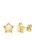 Pendientes Niña Perla Estrellas Oro Amarillo 18K 8 mm cierre presion grandes