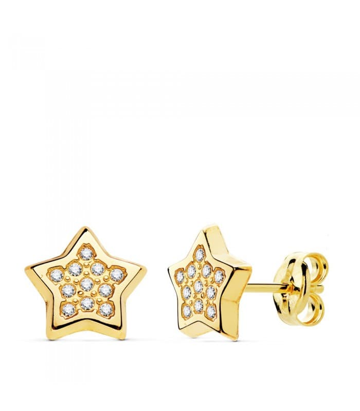 Damenohrstecker mit Sternmotiv & Zirkonia - Ohrringe 18K Gold N5676-6AP Stern