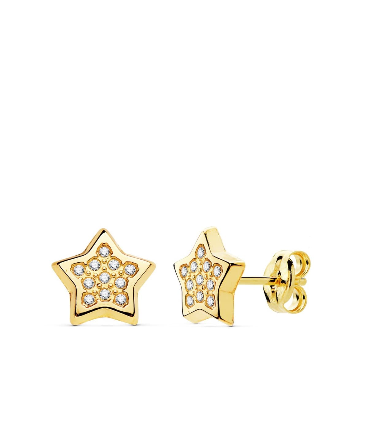 Damenohrstecker mit Sternmotiv & Zirkonia - Ohrringe 18K Gold N5676-6AP Stern