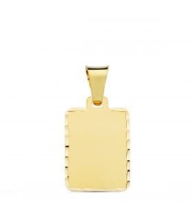 Chapa Tallada Rectangular Oro Amarillo 18 K 20 MM