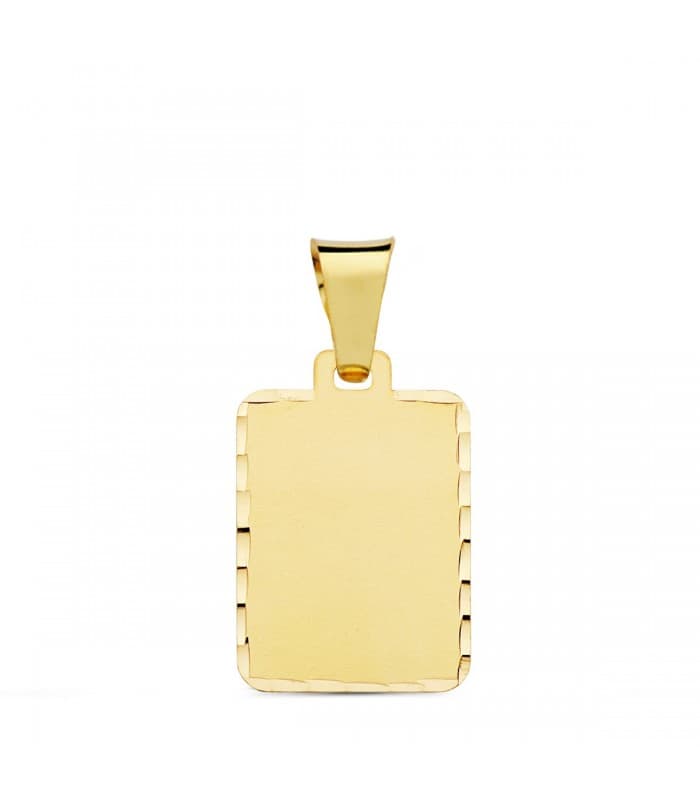 Chapa Tallada Rectangular Oro Amarillo 18 K 20 MM