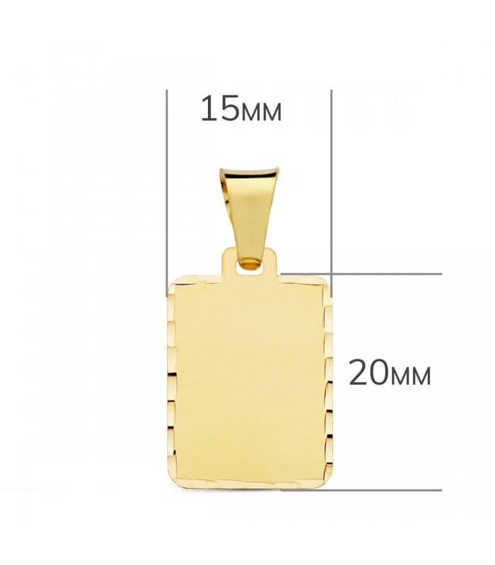 Chapa Tallada Rectangular Oro Amarillo 18 Kilates placa grabado foto laser joya personalizada