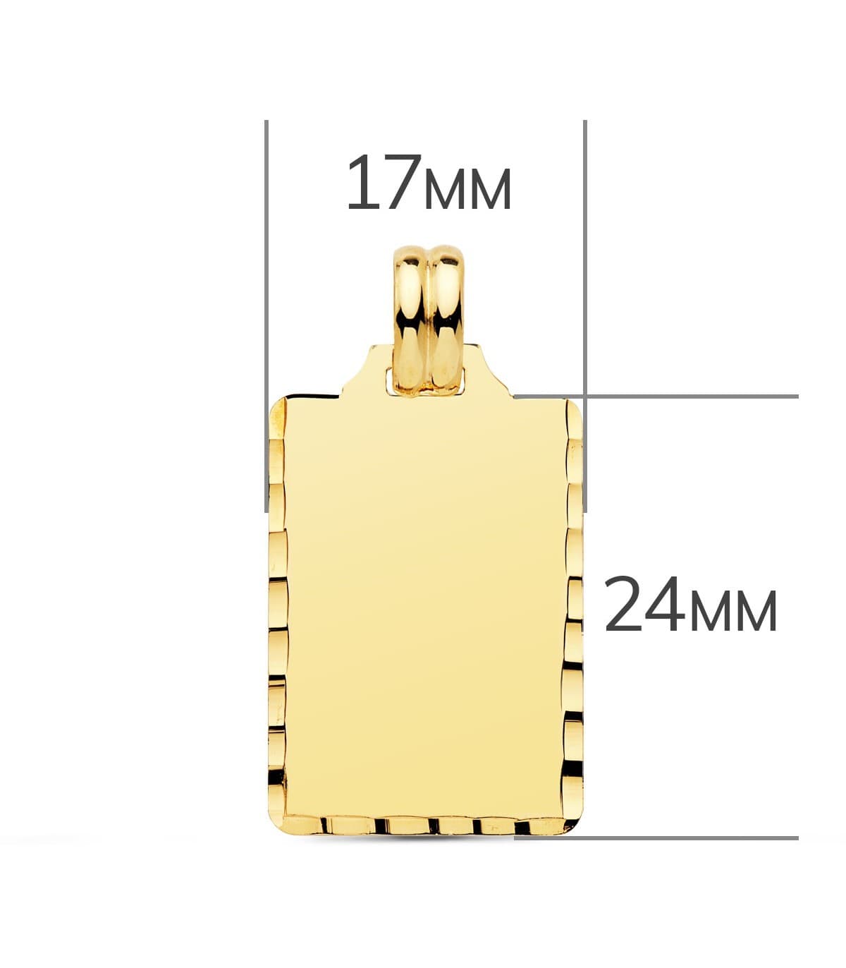 Pendentif plaque rectangulaire Or Jaune 18 K 24 mm