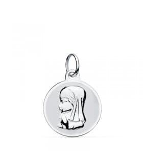 Medalla Oro Blanco 9k Virgen Niña 14 mm Oval grabado regalo joya personalizada