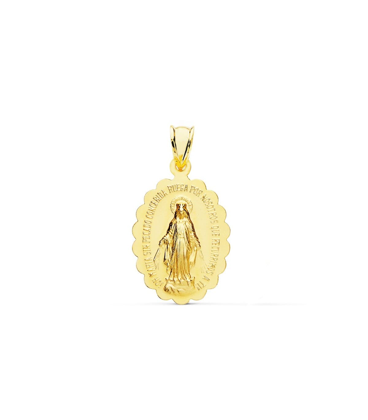 Médaille de baptême religieuse avec Vierge Marie, en or 750 - Médaille miraculeuse, 25 x 18 mm