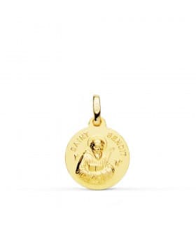 Medaglia San Benedetto oro 18kt 14mm satinata, medaglia sacra cattolica antica.