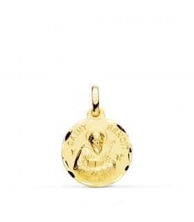 Medaglia San Benedetto oro 18kt 16mm, medaglia sacra cattolica antica.