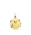 Medalla Saint Benoit Oro 18k 16mm Tallada