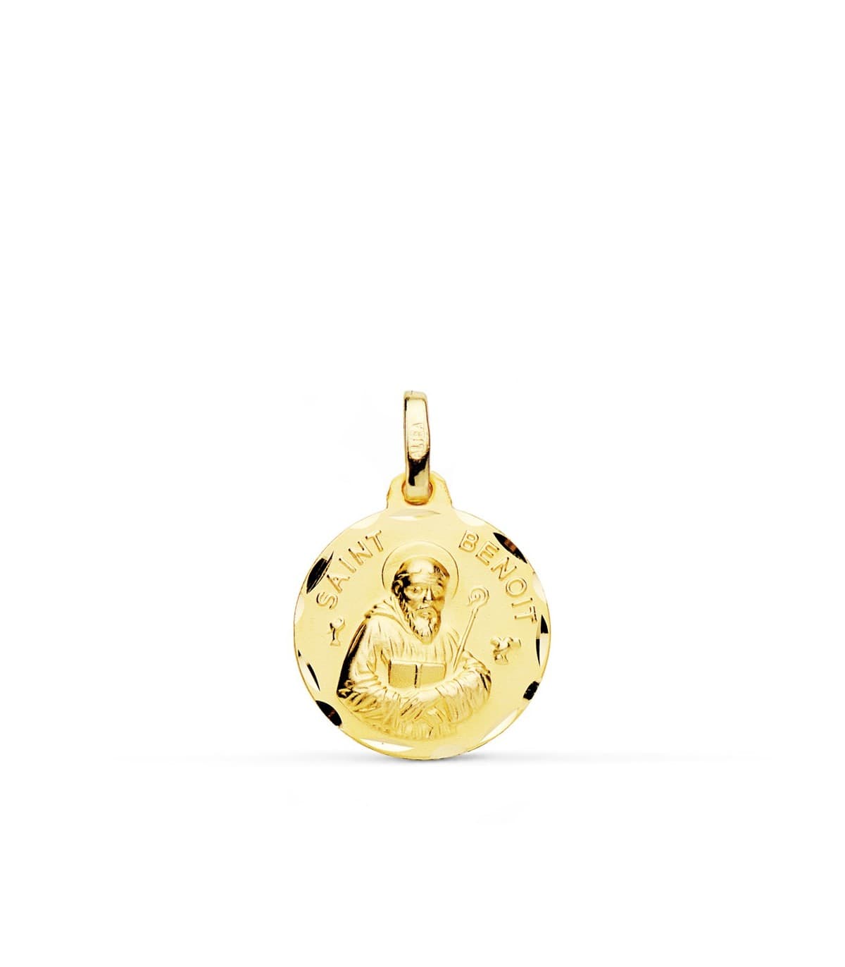 Medaglia San Benedetto oro 18kt 16mm, medaglia sacra cattolica antica.