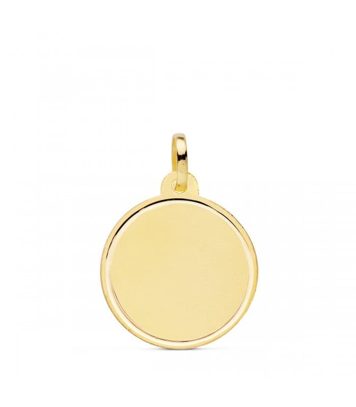 Ciondolo targhetta tonda oro 18kt 18 mm