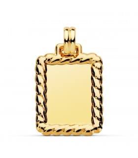 Plaque pendentif rectangulaire Or Jaune 18K 28 mm