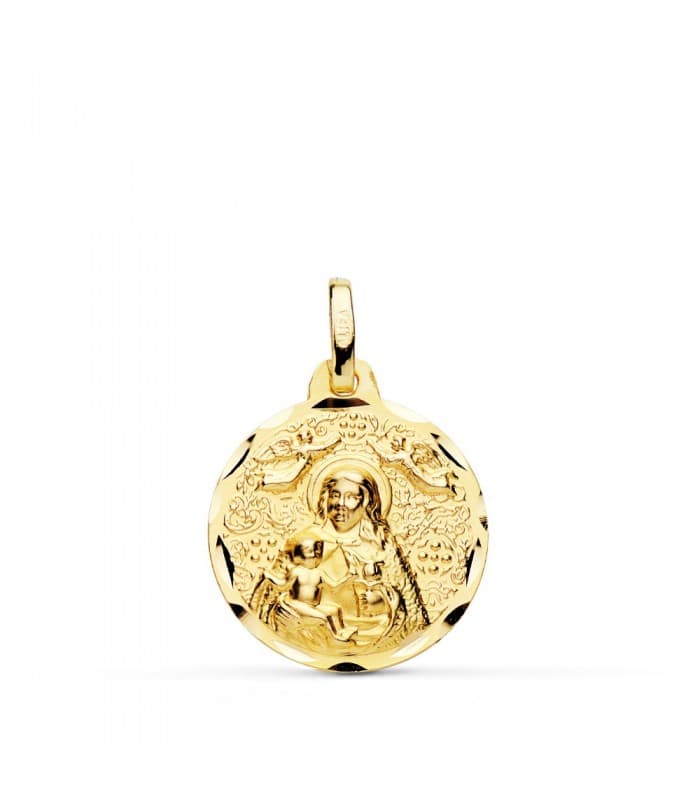 colgante Medalla oro 18k Virgen de la Cinta 18 mm joya personalizada grabado