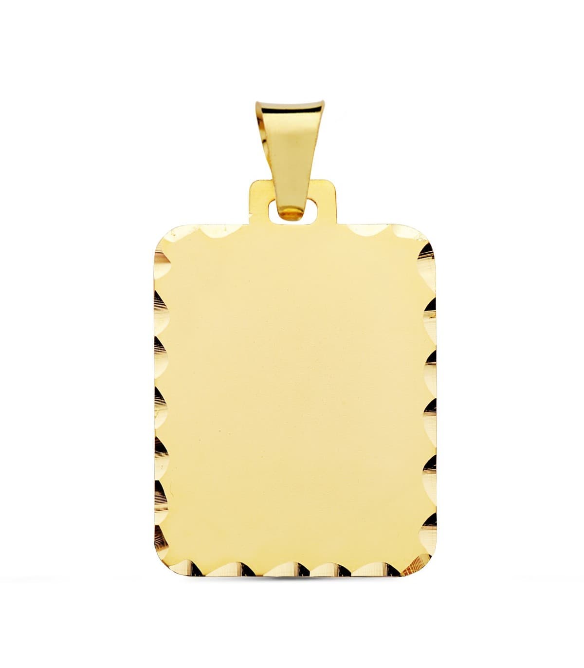 Chapa Colgante rectangular tallado Oro 18K 29 mm placa con grabado personalizado de fotos