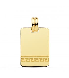 Colgante Chapa Oro 18K 20 mm Rectangular greca joya personalizada grabado